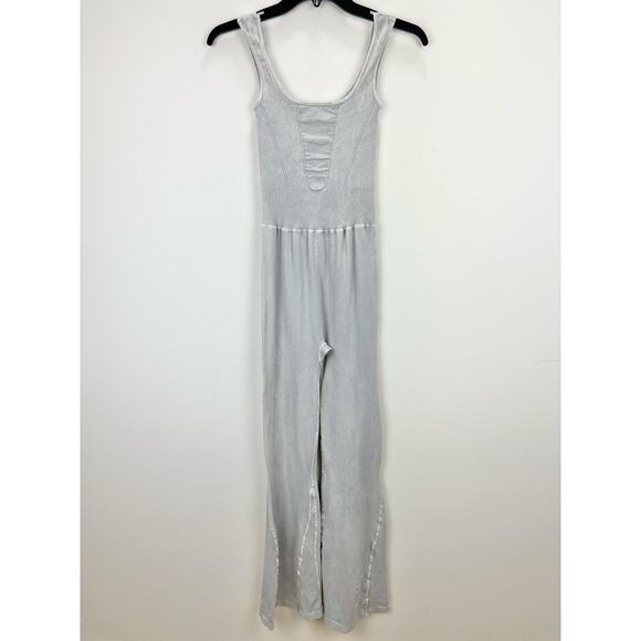 Free People Good Karma Flared Jumpsuit Athleisure Active Stretch Pilates Gray XS - Picture 10 of 11